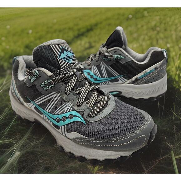 Saucony Excursion Running Sneakers 15107 Black Gray Blue Womens Size 8 Fast Ship